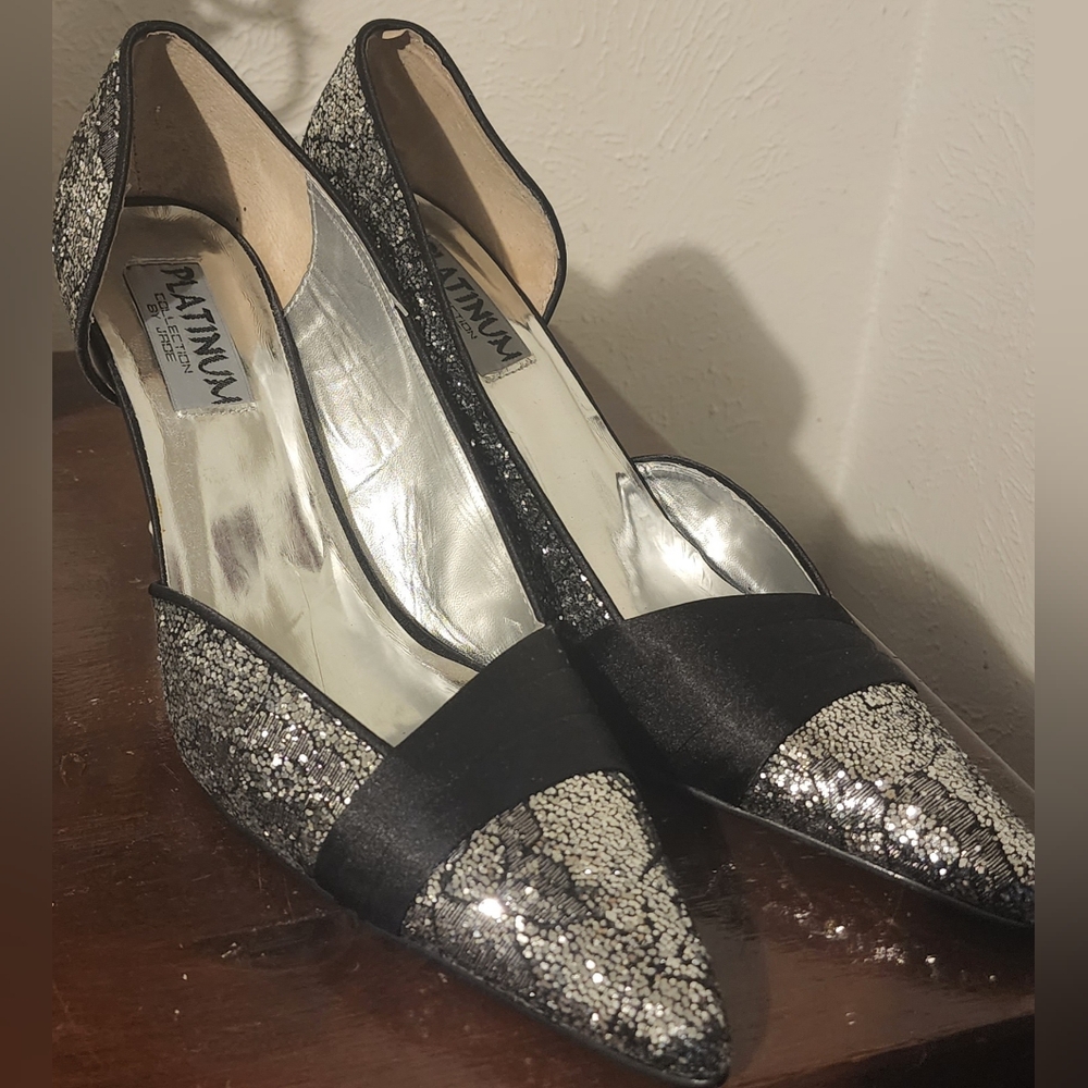 Platinum by JRoe Silver Shimmer Glitter Heels - Picture 3 of 5